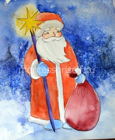 Зимний рисунок Дед Мороз